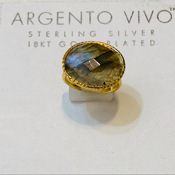 SOLD Argento Vivo 18K Gold Vermeil Labradorite Ring 7 - Picture 2 of 8